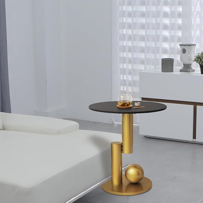 Side Table with Marble Top Metal Gold End Table Modern Sofa Side End Table Coffee Round Side Desk for Couch Living Room Bedroom
