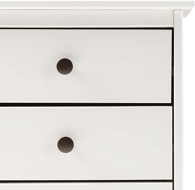 Walker Edison Traditional Wood 3 Drawer Nightstand Side Table Bedroom Storage Drawer and Shelf Bedside End Table, 18 Inch, White