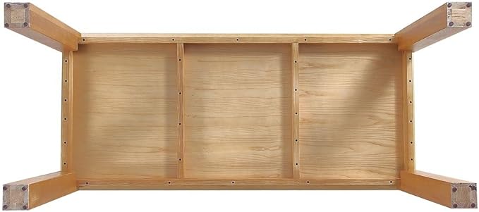 Manhattan Comfort Rockaway 70.86" Modern Solid Wood Dining Table for 8 - Unique Raised Beveled Top & Natural Wood Grain Finish, Durable & Elegant Kitchen Furniture, Nature