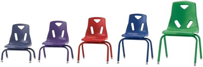 Berries Jonti-Craft 8124JC6008 Stacking Chairs with Powder-Coated Legs, 14" Height, Red, Pack of 6
