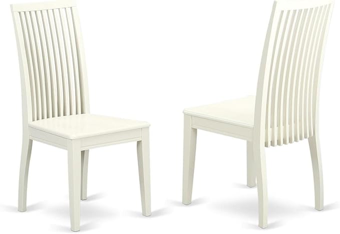 East West Furniture DLIP3-LWH-W 3 Piece Kitchen Table Set for Small Spaces Contains a Round Dining Table with Dropleaf and 2 Dining Room Chairs, 42x42 Inch, Linen White