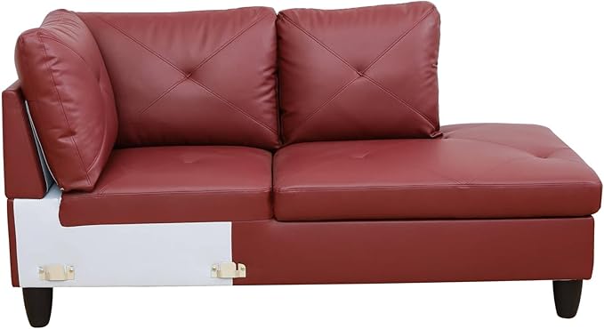 NicBex Sectional Couch 3 Pieces Sofa Set with Left Chaise Faux Leather L Shaped Cloud Couch for Living Room Furniture Sets with Storage Ottoman, Modular Sofa for Living Room & Apartment, Red