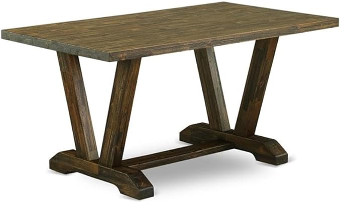 East West Furniture VT776 V-Style Kitchen Dining Table - a Rectangle Wooden Table Top with Stylish Legs, 36x60 Inch, Distressed Jacobean