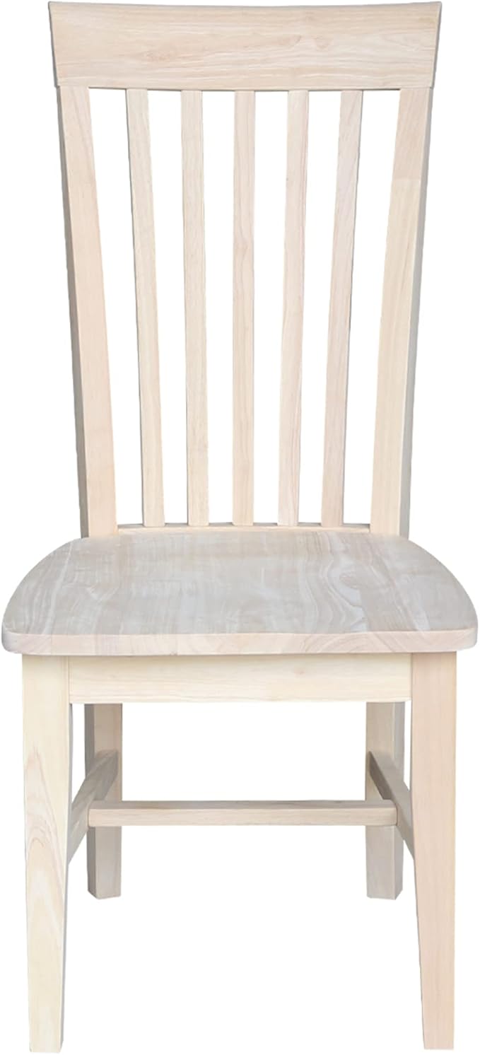 IC International Concepts Set of 2 Tall Mission Chairs Real/Solid Parawood, Kitchen/Dining/Accent, 18.1"W x 22.05"D x 40.16"H, 225 Lbs Wt. Capacity, DIY, Stain/Paint in Any Color, Unfinished