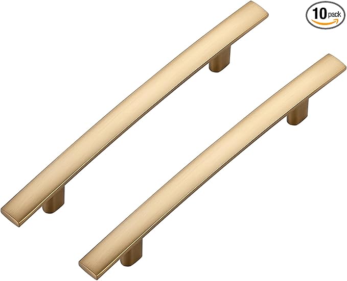 10 Pack Cabinet Handles 4" Hole Center - Curved Cabinet Pulls Champagne Bronze Drawer Pulls for Kitchen Cupboard Solid Handles for Dresser Drawer Arch Closet Hardware