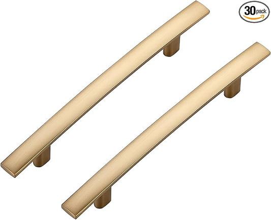 30 Pack Cabinet Handles 4" Hole Center - Curved Cabinet Pulls Champagne Bronze Drawer Pulls for Kitchen Cupboard Solid Handles for Dresser Drawer Arch Closet Hardware