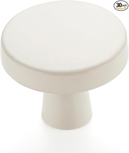 Ravinte 30 Pack Drawer Pulls 1-1/4 Inch Kitchen Cabinet Knobs White Solid Round Dresser Knobs Simple Cabinet Hardware for Cupboard Drawer Handles