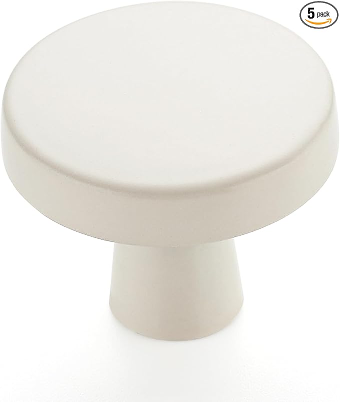Ravinte 5 Pack Drawer Pulls 1-1/4 Inch Kitchen Cabinet Knobs White Solid Round Dresser Knobs Simple Cabinet Hardware for Cupboard Drawer Handles