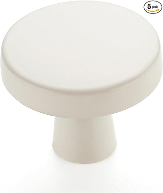 Ravinte 5 Pack Drawer Pulls 1-1/4 Inch Kitchen Cabinet Knobs White Solid Round Dresser Knobs Simple Cabinet Hardware for Cupboard Drawer Handles