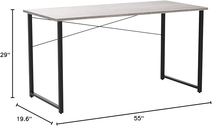 Coleshome 55 Inch Computer Desk, Modern Simple Style Desk for Home Office, Study Student Writing Desk,Grey Oak