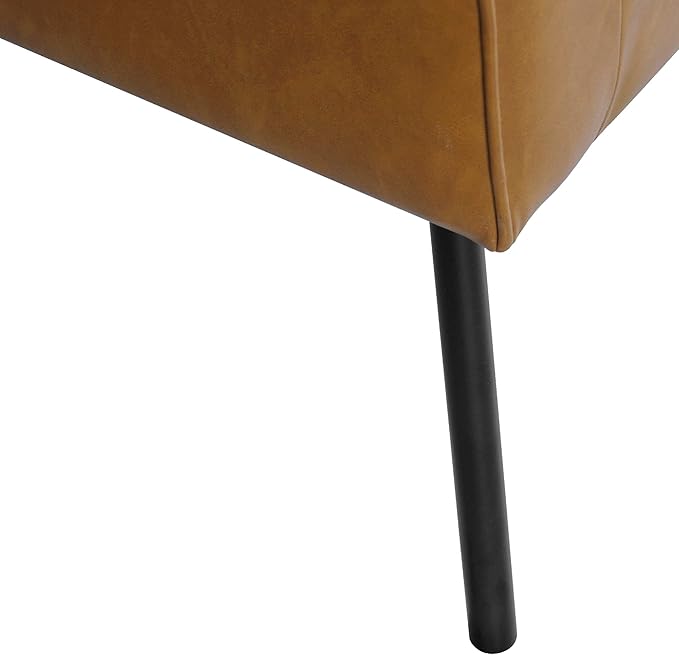 HomePop Modern Accent Chair, Home Décor, Accent Chairs for Living Room & Bedroom, Fabric Reading Living Room Side Chair, Single Sofa with Lounge Seat and Metal Legs- Carmel Faux Leather