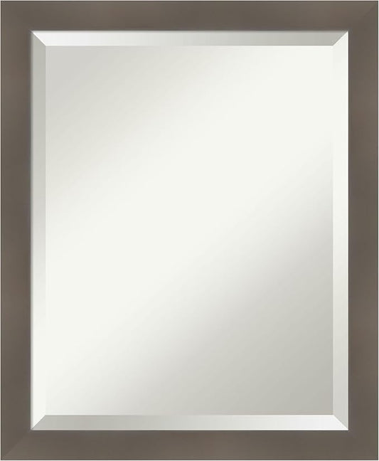 Amanti Art Grey Wall Mirror 23x19 Edwin Clay Grey Rectangle Bathroom Mirror for Wall Decor Living Room, Small Casual Wood Frame, Hangs Horizonally and Vertically, Bathroom Decor, Beveled Edge from WI