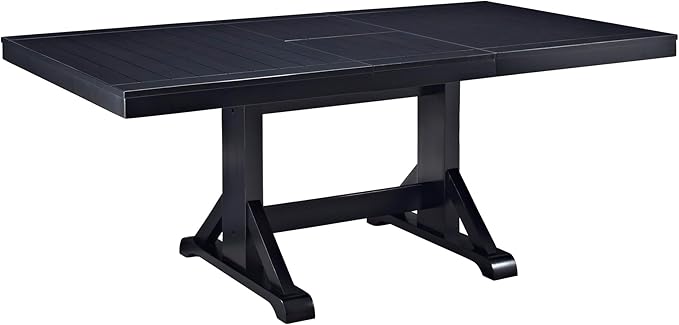 Walker Edison 6 to 8 Person Wood Modern Farmhouse Expandable Dining Room Table with Leaf Kitchen Dining Chairs, 60 Inch, Antique Black