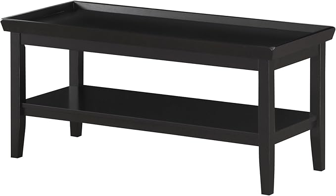 Convenience Concepts Ledgewood Coffee Table 42" - Modern Center Room Accent with Storage Shelf for Transitional, Traditional Living & Family Room, Black