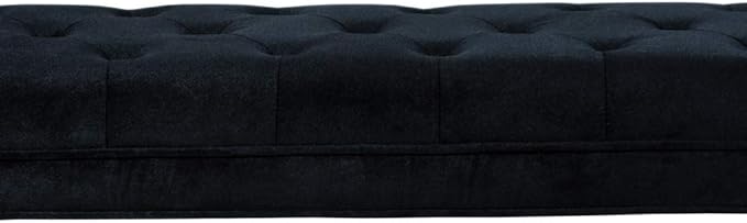 Armen Living Chatham Bench in Black Velvet and Black Wood Finish