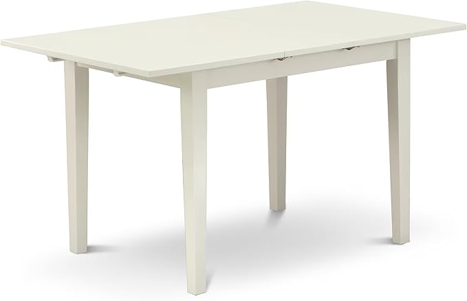 East West Furniture BOVA5-LWH-W 5 Piece Dining Room Furniture Set Includes a Round Kitchen Table and 4 Dining Chairs, 42x42 Inch, Linen White