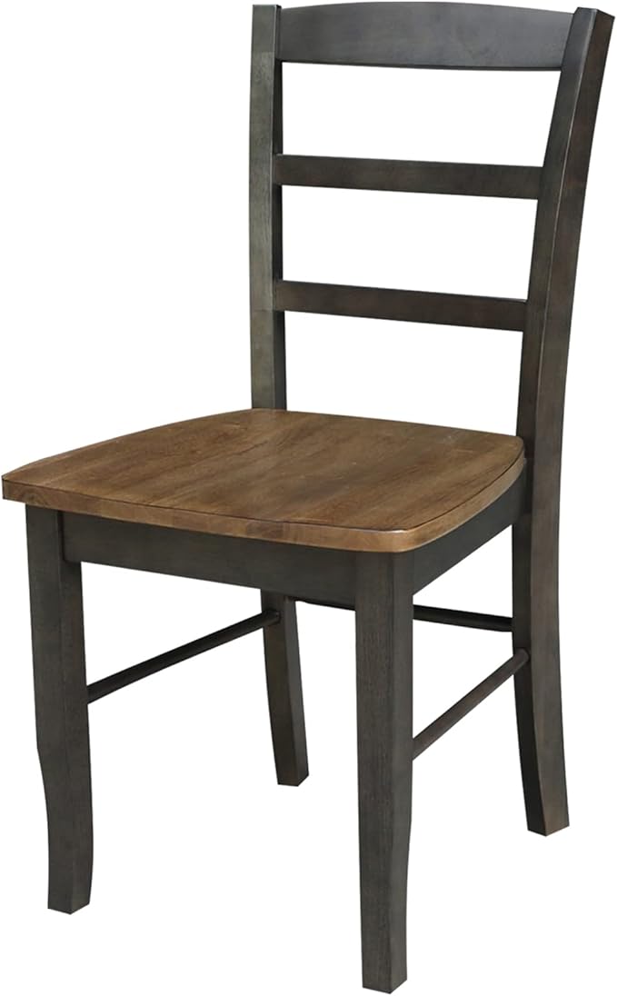 IC International Concepts Set of Two Madrid Ladderback Dining Chairs, Hickory/Washed Coal