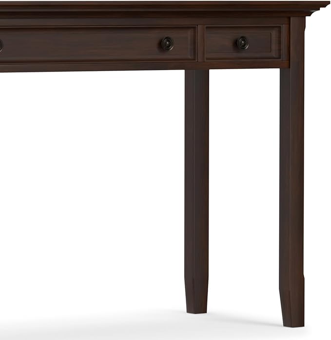 SIMPLIHOME Amherst Desk - 54-Inch Wide Solid Wood Writing Desk in Russet Brown, Transitional Home Office Computer Table for Workspace or Study with 2 Drawers and Flip-Down Keyboard Tray