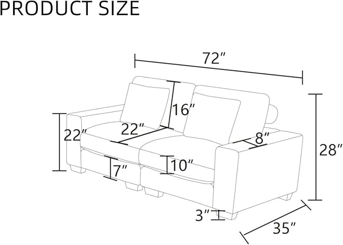 Sectional Couches for Living Room, Stylish Sectional Loveseat Sofa with Deep Seats, Living Room Furniture Home Sofa for Small Space, Cool Gray
