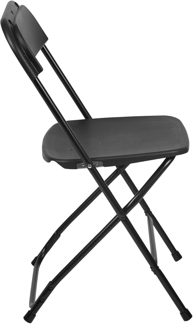Flash Furniture Hercules Series Plastic Folding Chairs for Parties and Weddings, Stackable Commercial Event Seats with 650-lb. Static Weight Capacity, Set of 6, Black