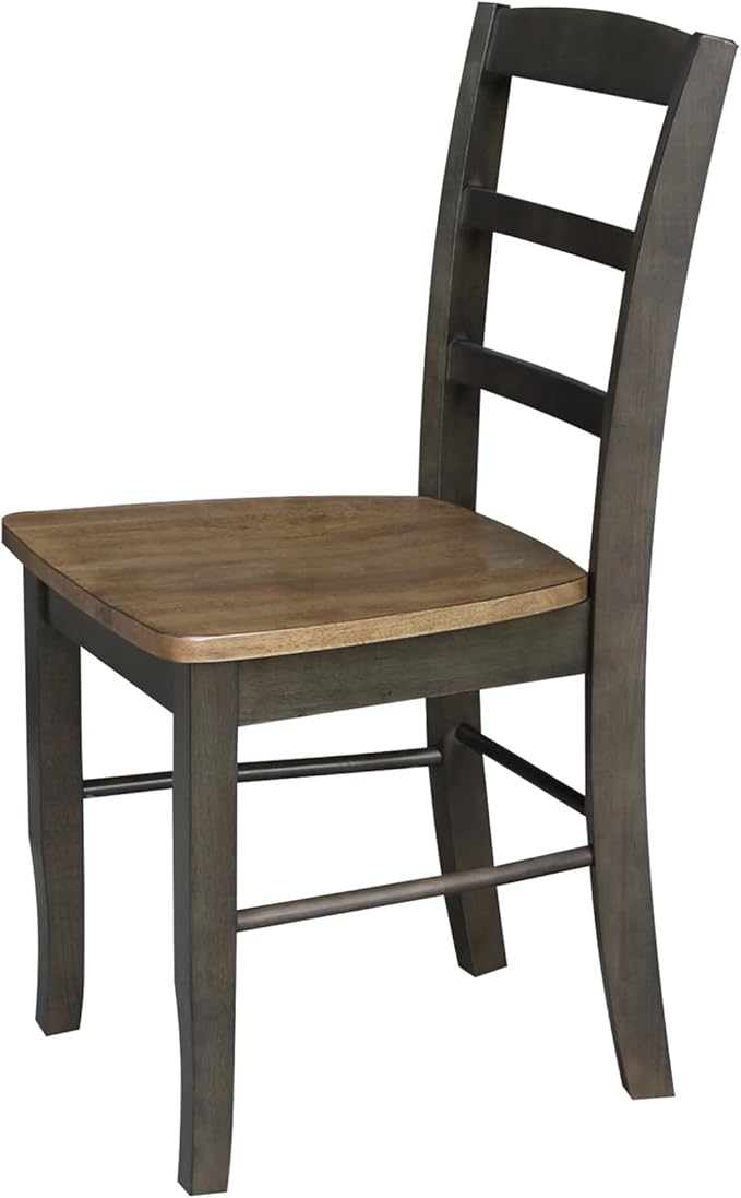 IC International Concepts Set of Two Madrid Ladderback Dining Chairs, Hickory/Washed Coal