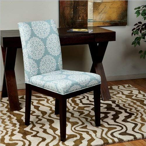 OSP Home Furnishings Dakota Upholstered Parsons Dining Chair with Espresso Finish Wood Legs, Gabrielle Sky