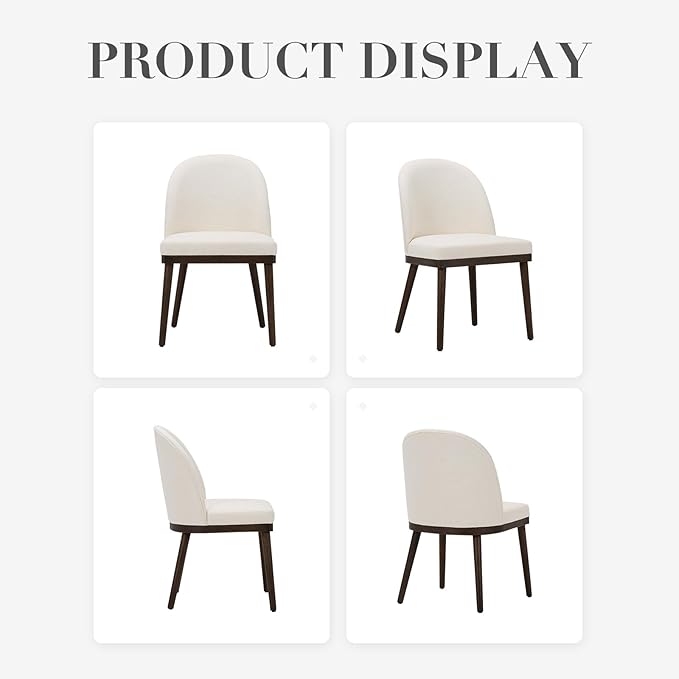 COLAMY Upholstered Dining Chairs Set of 4, Wooden Kitchen Chairs with Open Back, Modern Dining Room Chairs with Wood Frame, Dinner Side Chairs for Dining Room Kitchen Restaurant, Beige