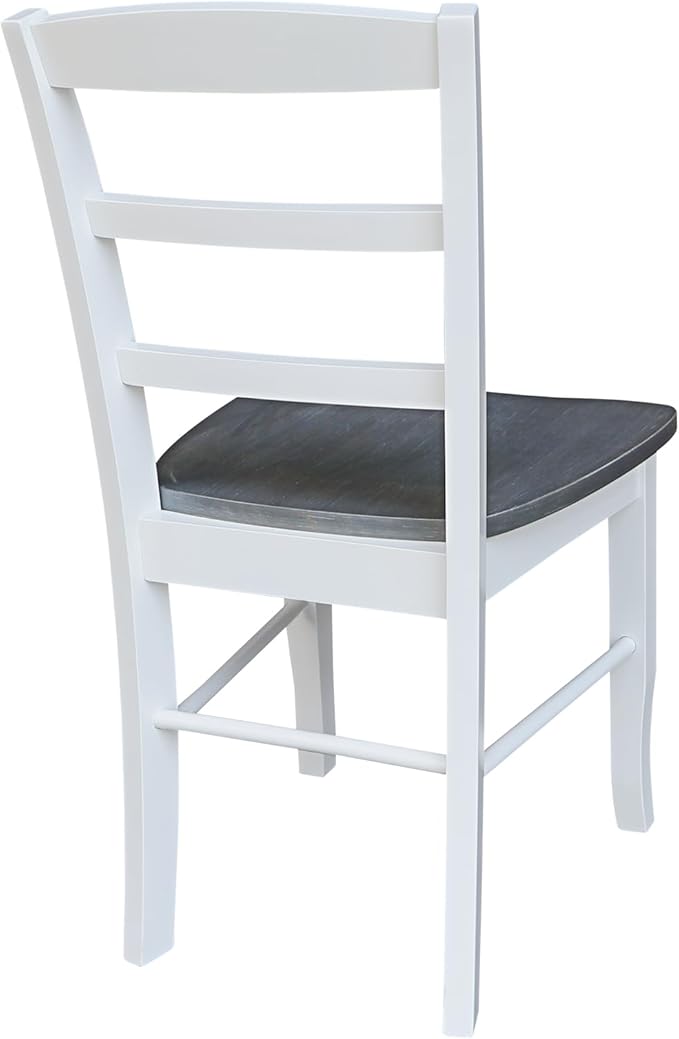 IC International Concepts Set of Two Madrid Ladderback Dining Chairs, White/Heather Gray