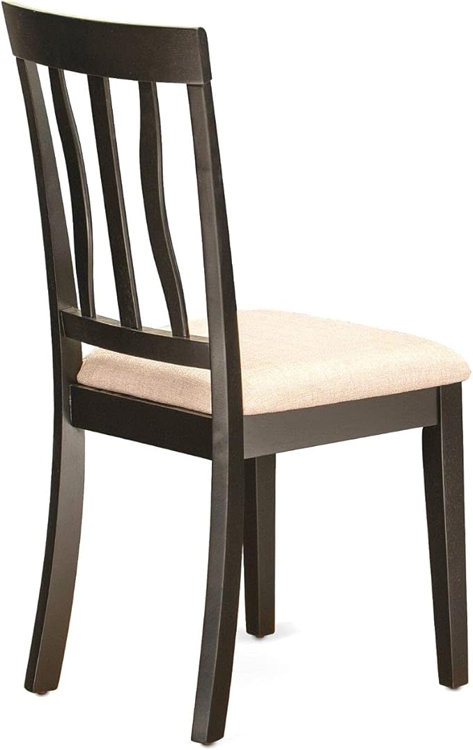 East West Furniture HLAN5-CAP-C 5 Piece Kitchen Table Set for 4 Includes a Round Dining Table with Pedestal and 4 Linen Fabric Dining Room Chairs, 42x42 Inch, Cappuccino