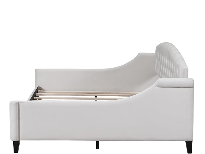 Full Size Modern Luxury Tufted Button Daybed, Stylish Wood Upholstered Day Bed,No Box Spring Required, Easy Assembly,for Bedroom,Living Room and Guest Room,Den,Office,Beige