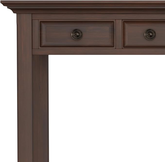 SIMPLIHOME Amherst Desk - 54-Inch Wide Solid Wood Writing Desk in Russet Brown, Transitional Home Office Computer Table for Workspace or Study with 2 Drawers and Flip-Down Keyboard Tray