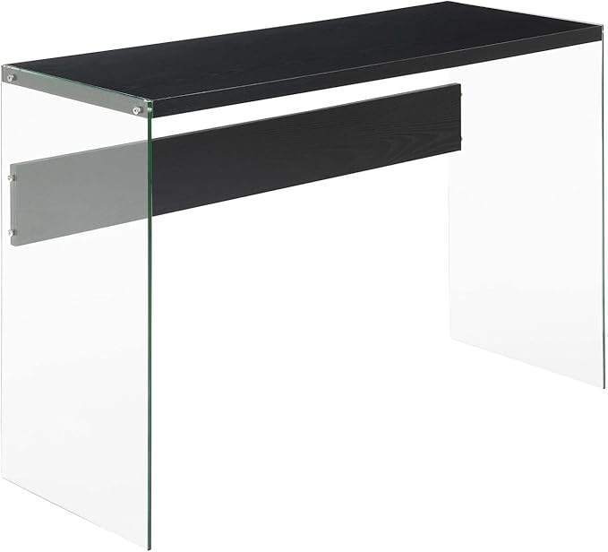 SoHo Glass Console Table/Desk, Black/Glass