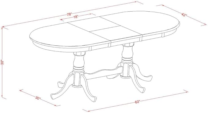 East West Furniture PLKE9-BCH-W 9 Piece Dining Table Set Includes an Oval Dining Room Table with Butterfly Leaf and 8 Wood Seat Chairs, 42x78 Inch, Black & Cherry