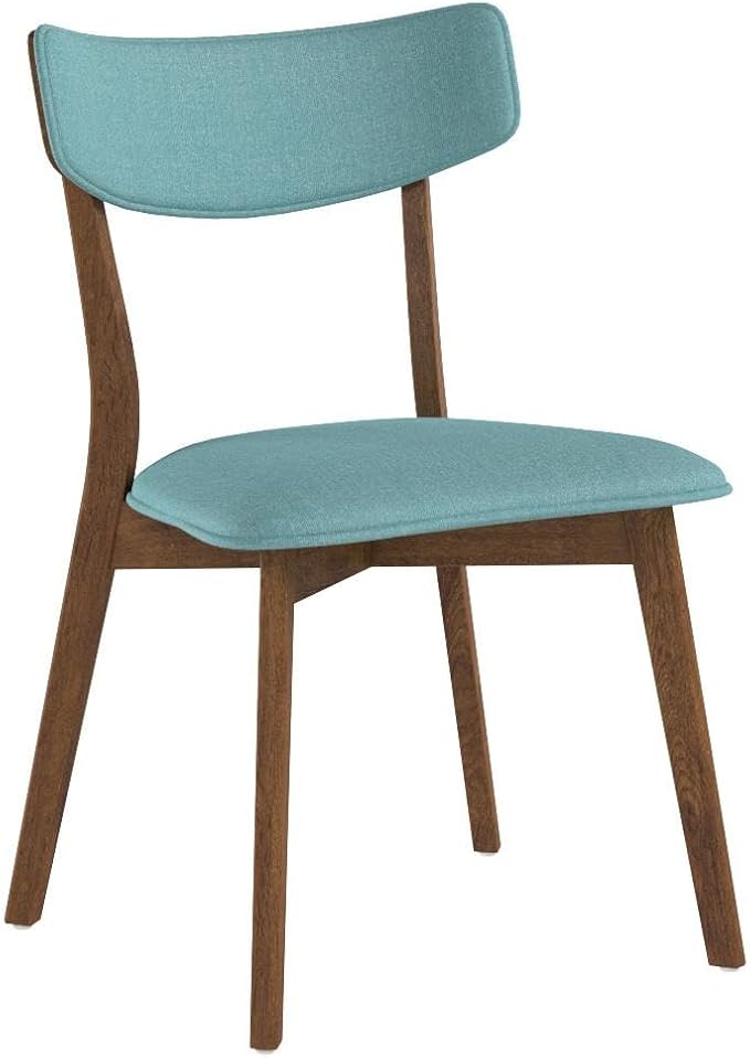 Christopher Knight Home Abrielle Mid-Century Modern Fabric Dining Chairs with Natural Walnut Finished Rubberwood Frame, 2-Pcs Set, Mint / Natural Walnut