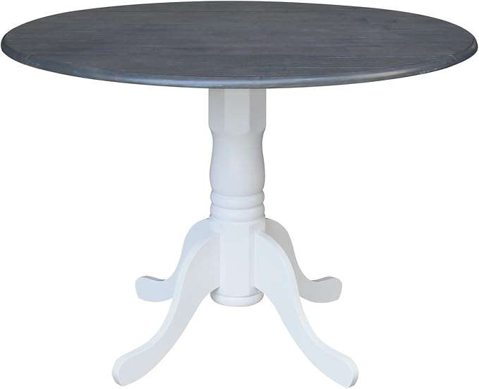 International Concepts Inch Dual 42 Drop Leaf Dining Table, White/Heather Gray