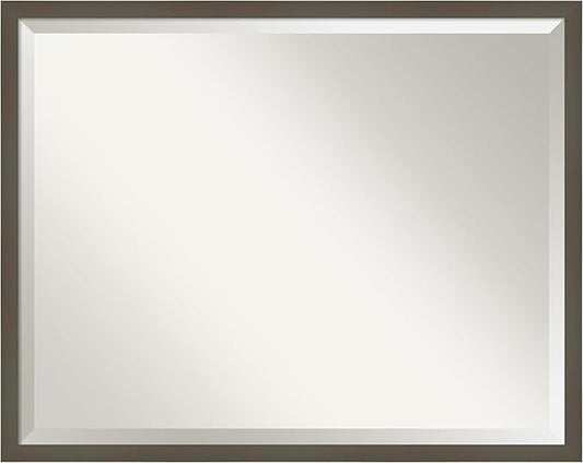 Amanti Art Grey Wall Mirror 23x29 Svelte Clay Grey Rectangle Bathroom Mirror for Wall Decor Living Room, Large Modern Wood Frame, Hangs Horizonally and Vertically, Bathroom Decor, Beveled Edge