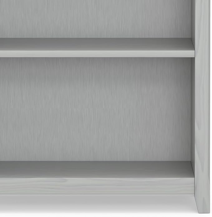 SIMPLIHOME Amherst Bookcase - 70 inch Tall 5-Shelf Solid Wood Bookshelf in Fog Grey, Transitional Storage for Living Room, Study Room or Office with Adjustable Shelves and Tapered Legs