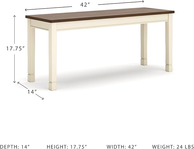 Signature Design by Ashley WhiteOwing Bench, 44.25" W x 16.25" D x4.25 H, White