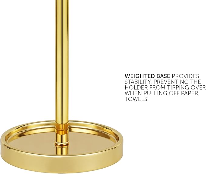 Ivilon Countertop Paper Towel Holder - Modern Bell End Minimalist Design - Color Gold Polished