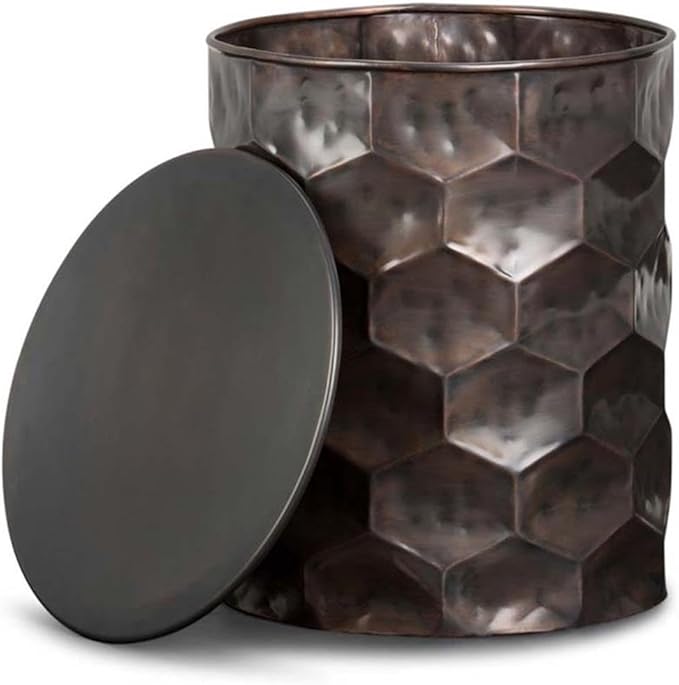 SIMPLIHOME Whitney Industrial 17 inch Wide Metal Storage Accent Side Table in Antique Bronze, Fully Assembled for the Living Room and Bedroom
