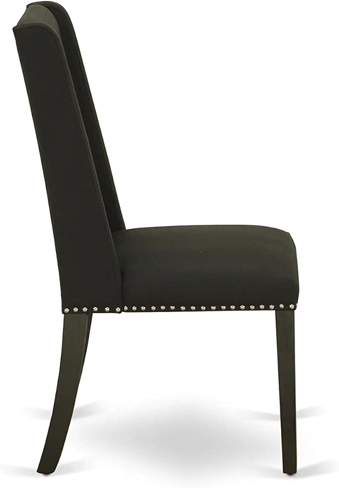 East West Furniture X627FL624-6 6 Piece Dining Room Set Contains a Rectangle Dining Table with X-Legs and 4 Black Linen Fabric Parson Chairs with a Bench, 40x72 Inch, Multi-Color