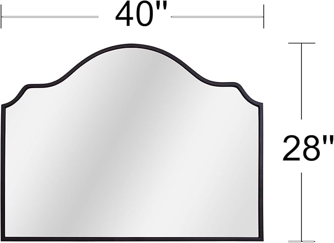 Chende Black Wall Mirror, Antique Arched Mirror for Fireplace Decor with Wooden Frame, 40'' x 28'' Elegant Scalloped Mirror for Living Room, Dining Room, Entryway