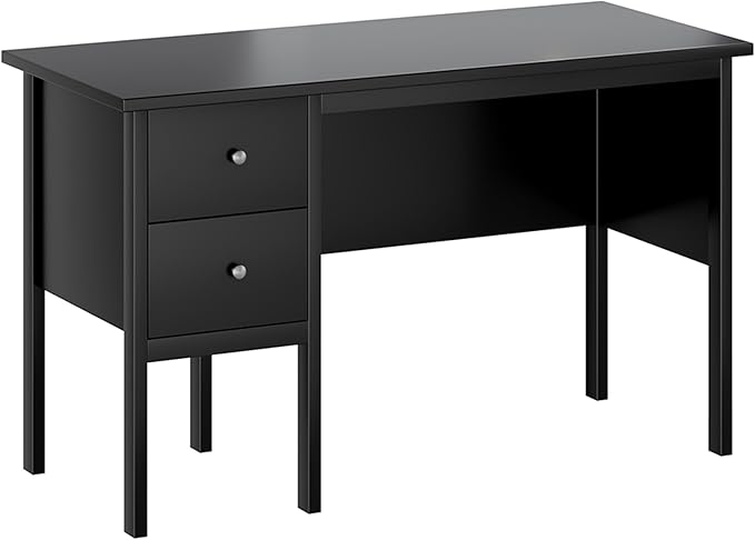 BHG Computer Desk with Drawers,Modern White Home Office Desk with Storage Filing Cabinet, Vanity Desk Makeup Dressing Table for Bedroom,Small Writing Table PC Desks for Study (Black, 43.3")