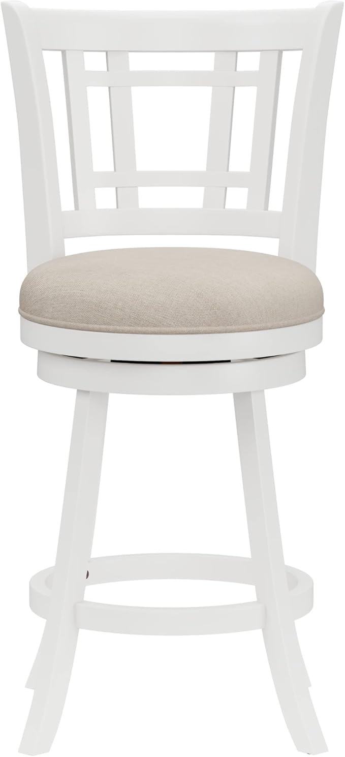 Hillsdale Fairfox Swivel Stool with Rectangular Lattice Back, Counter Height, White