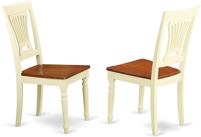 East West Furniture DLPL5-BMK-W 5 Piece Modern Dining Table Set Includes a Round Wooden Table with Dropleaf and 4 Dining Chairs, 42x42 Inch, Buttermilk & Cherry