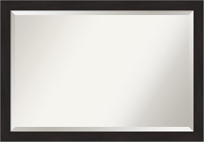 Amanti Art Brown Bathroom Mirror for Over Sink, 28x40 Furniture Espresso Narrow Rectangle Vanity Mirror, Large Casual Frame, Hangs Horizonally and Vertically, Bathroom Wall Decor, Beveled Edge