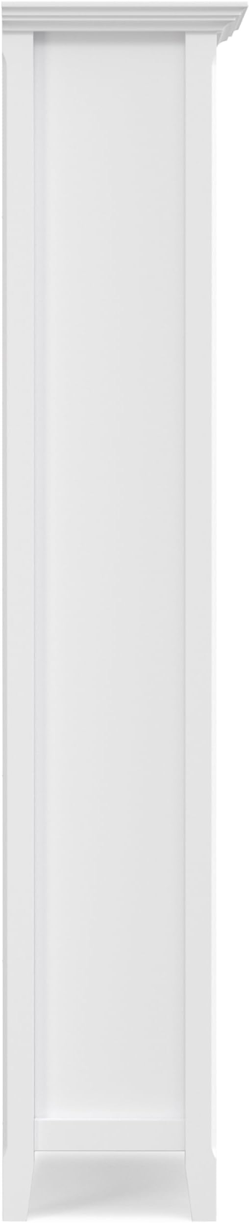 SIMPLIHOME Amherst Bookcase - 70 inch Tall 5-Shelf Solid Wood Bookshelf in White, Transitional Storage for Living Room, Study Room or Office with Adjustable Shelves and Tapered Legs