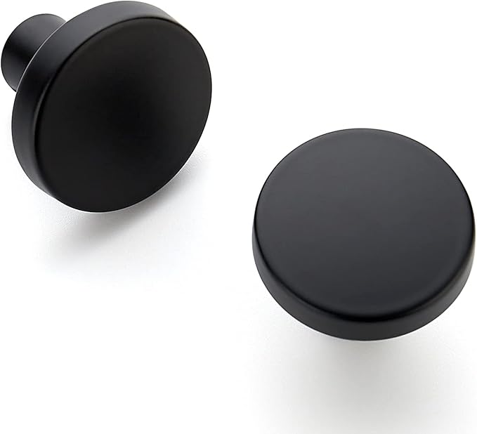 Ravinte 60 Pack Drawer Pulls 1-1/4 Inch Matte Black Kitchen Cabinet Knobs Solid Round Black Dresser Handles for Simple Cupboard Hardware