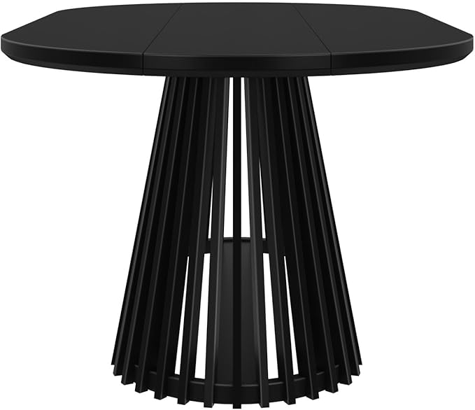 Plank+Beam Lido Oval Dining Table, 72", Round Wooden Minimalist Kitchen Table fits 4 to 6, Black