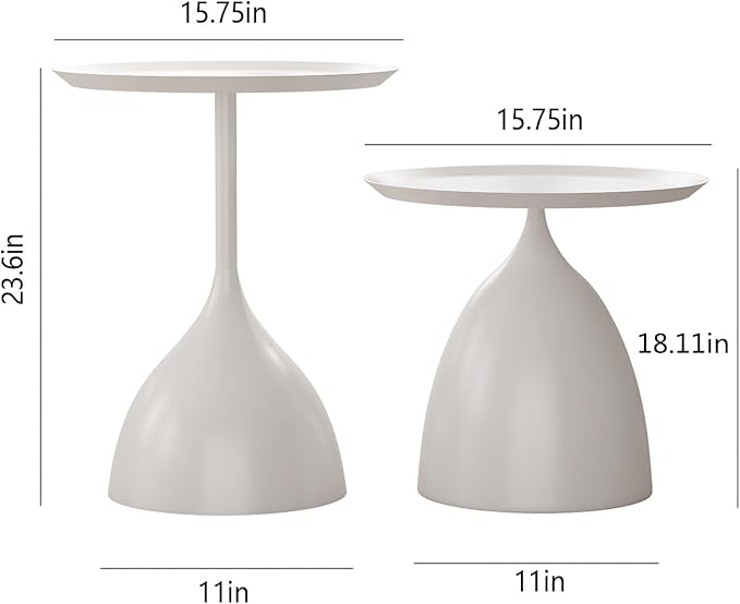 Nesting Tables, White Side Tables, Modern End Tables for Living Room Nesting Coffee Table Set of 2,Console Table Pedestal Tables
